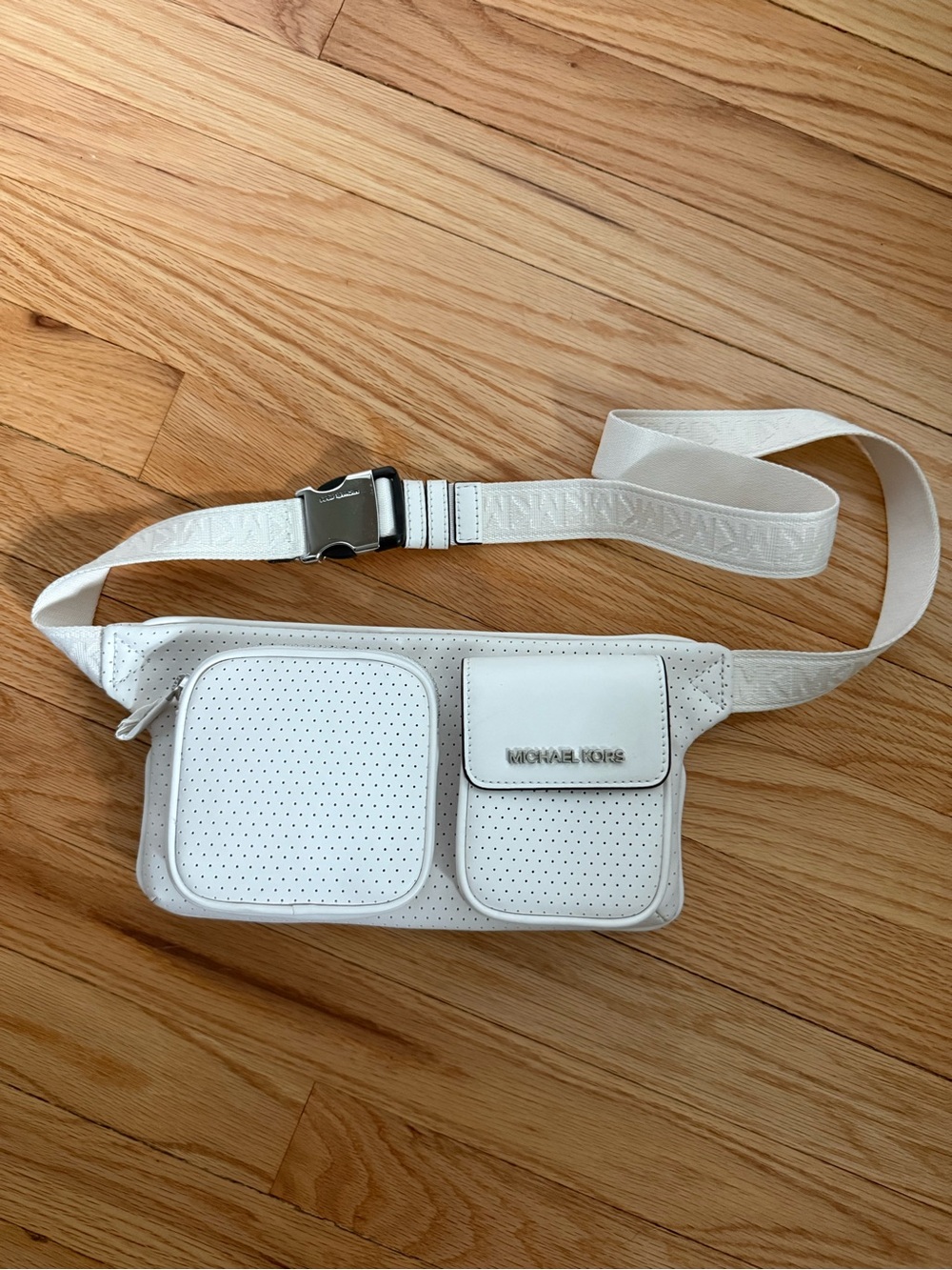 Michael Kors White Perforated Belt Bag - NWT